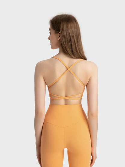 Millennia Crisscross Back Scoop Neck Active Cami with Detachable Chest Pads Easy Apparels
