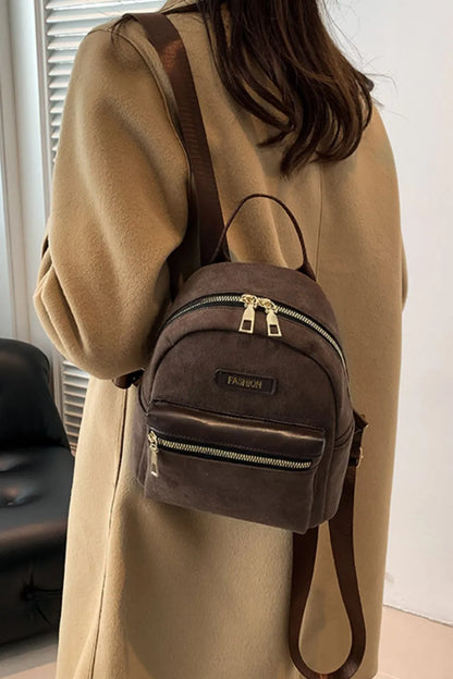 Suede Adjustable Strap Backpack Bag Easy Apparels