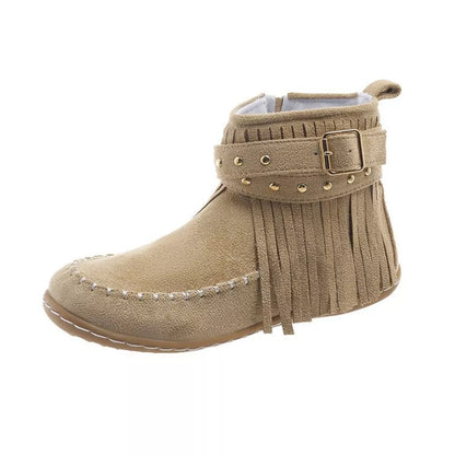 Fringe Round Toe Boots Easy Apparels