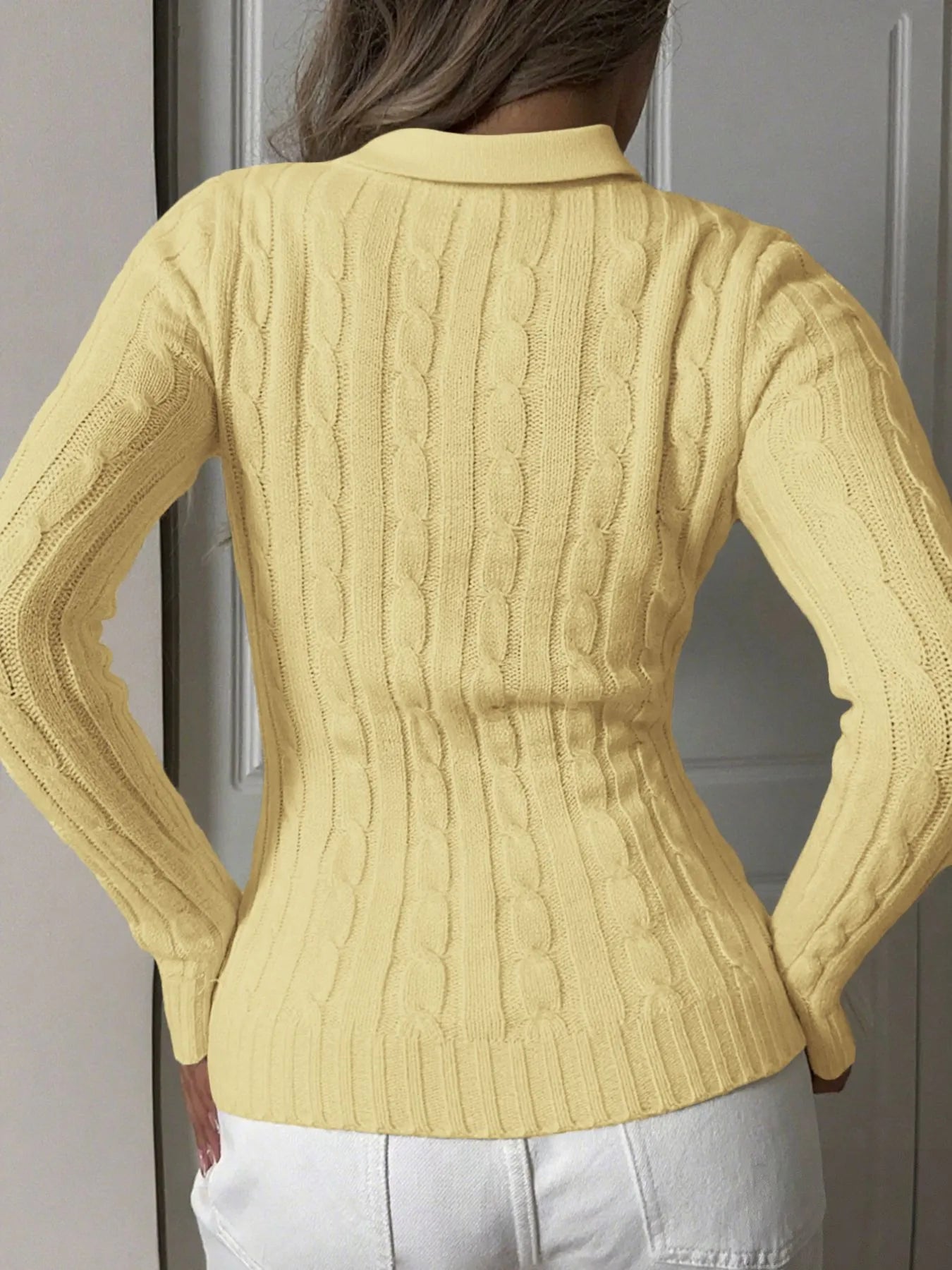 Trendsi Cable Knit Long Sleeve Sweater