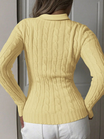 Trendsi Cable Knit Long Sleeve Sweater
