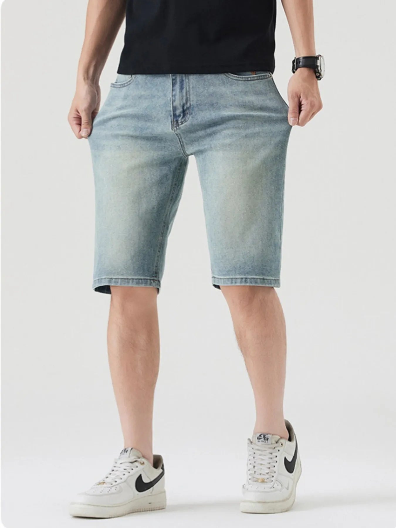 Men's Pocketed Wash Casual Denim Shorts Easy Apparels