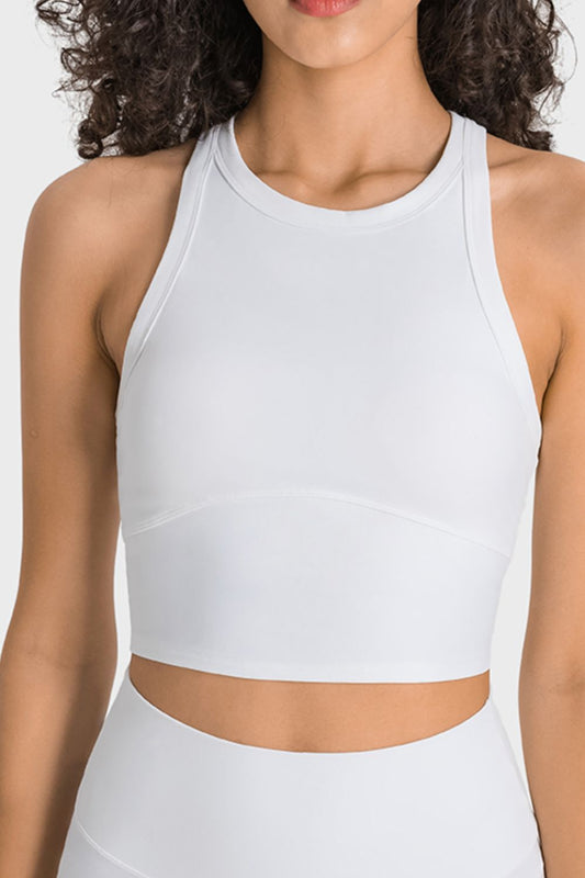 Millennia Racerback Cropped Sports Tank White Easy Apparels