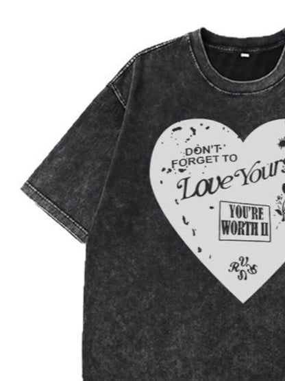 Trendsi Heart Round Neck Short Sleeve T-Shirt