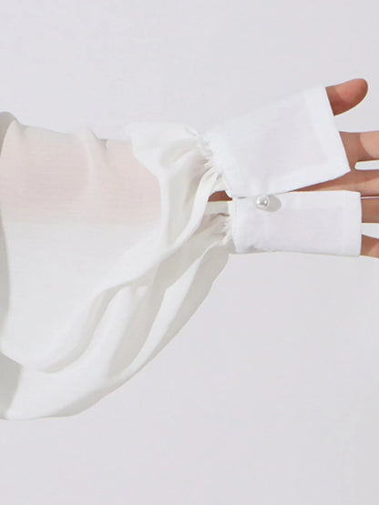 Trendsi Ruffled Hem Long Sleeve Blouse
