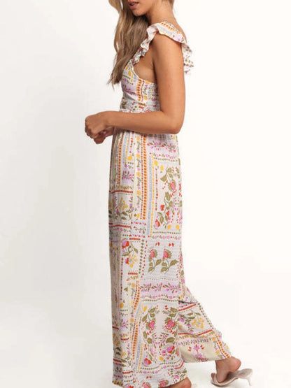 Floral Print Ruffle Strap Jumpsuit Easy Apparels