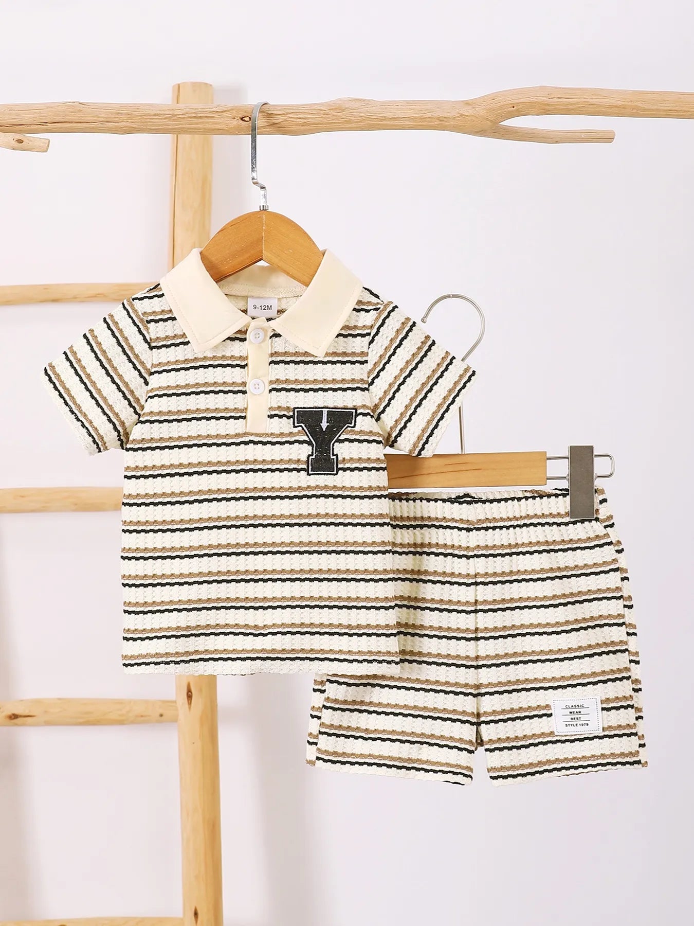 Children's Striped Short Sleeve Polo and Pants Set Stripe Easy Apparels