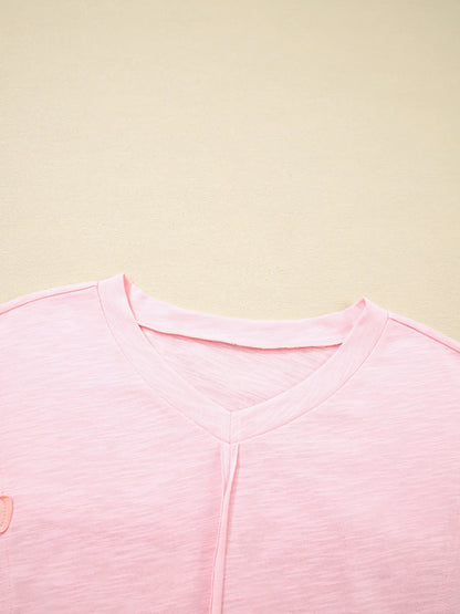Trendsi Flower Patched Exposed Seam Oversized T Shirt