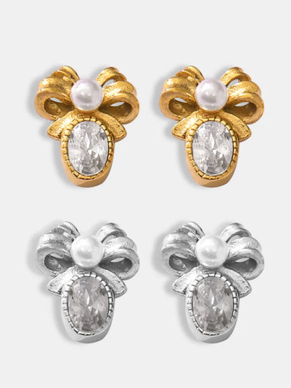 Titanium Steel Bow Stud Earrings Easy Apparels
