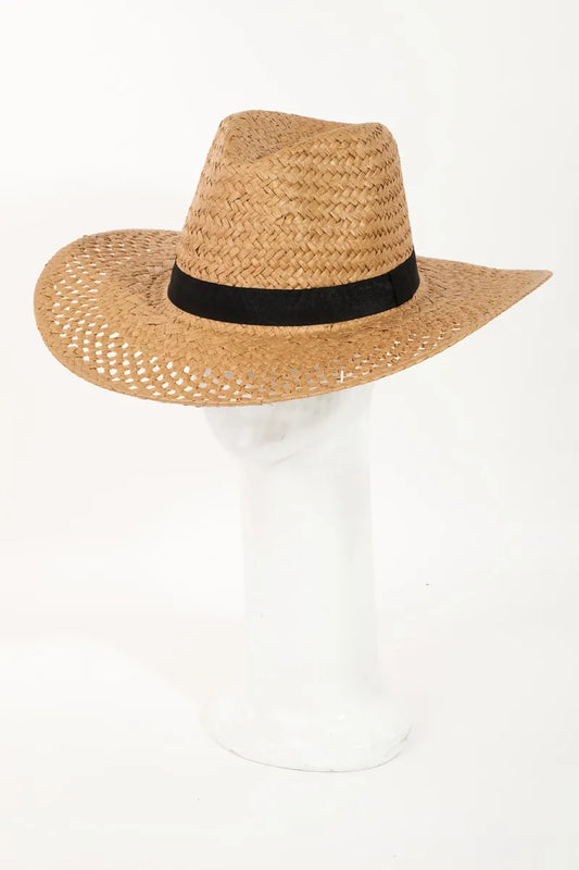 Fame Basket Weave Straw Sun Hat Ka One Size Easy Apparels