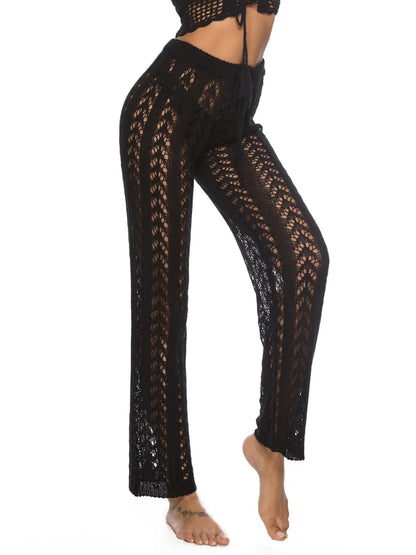Cutout Drawstring High Waist Swim Pants Easy Apparels