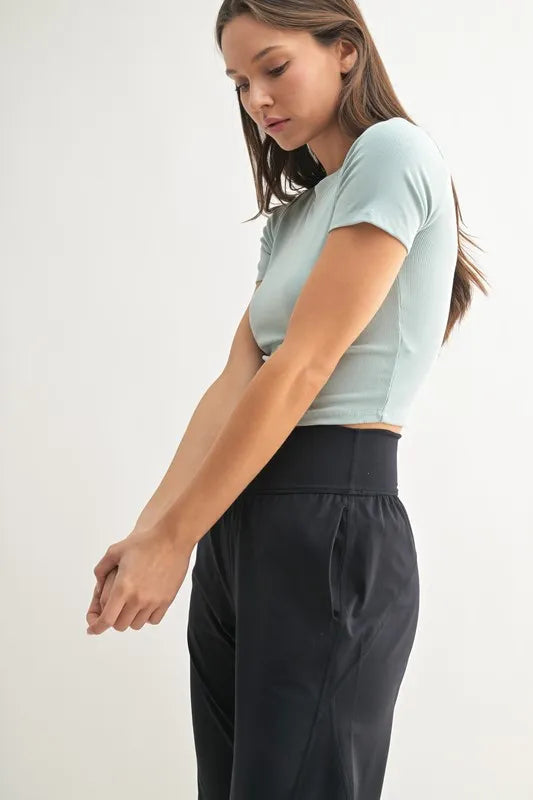 MONO B Essential Micro-ribbed Cropped Athleisure Tee Easy Apparels