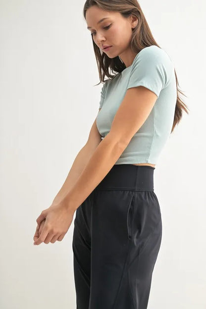 MONO B Essential Micro-ribbed Cropped Athleisure Tee Easy Apparels