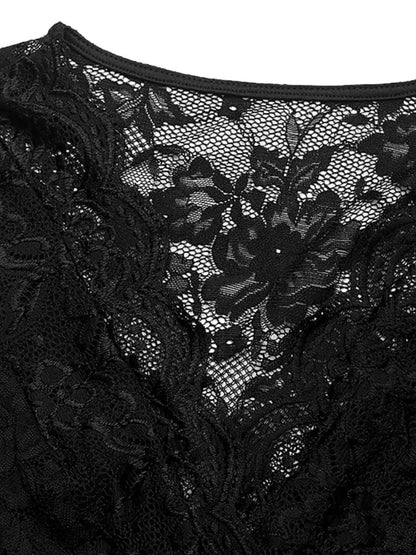 Trendsi Perfee Lace V-Neck Cap Sleeve Bodysuit