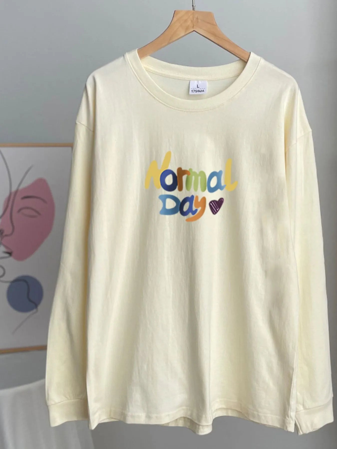 Trendsi Normal Day Long Sleeve T-Shirt Light Yellow