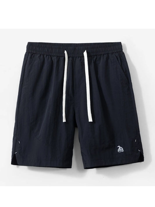 Men's Plus Size Drawstring Pocketed Shorts Black Easy Apparels
