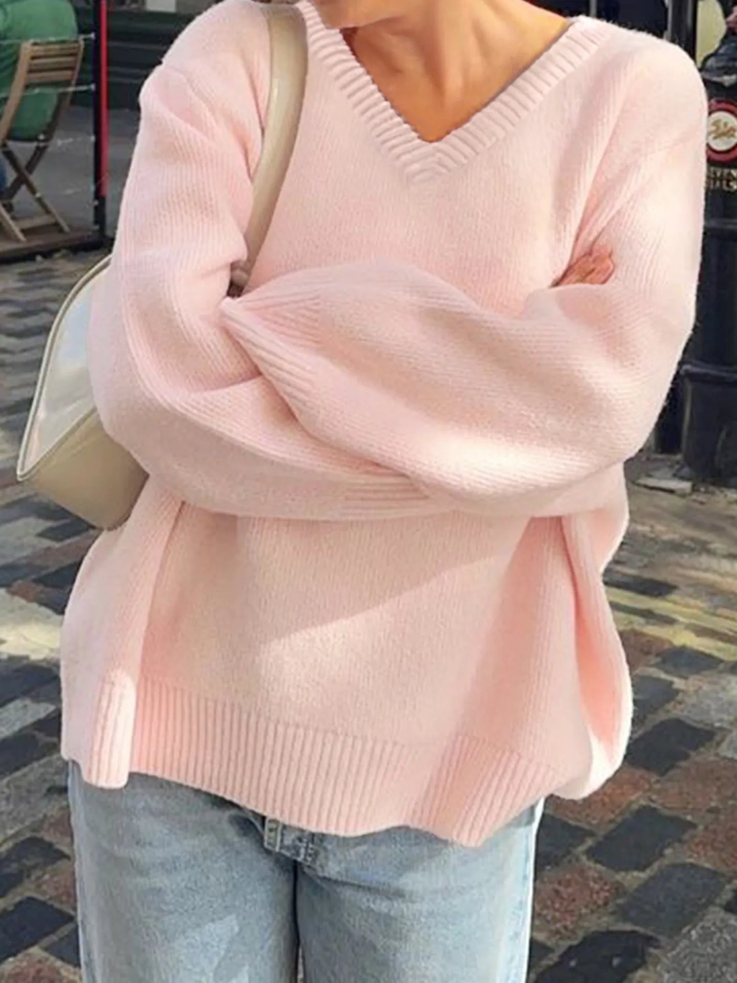 Trendsi V-Neck Long Sleeve Sweater