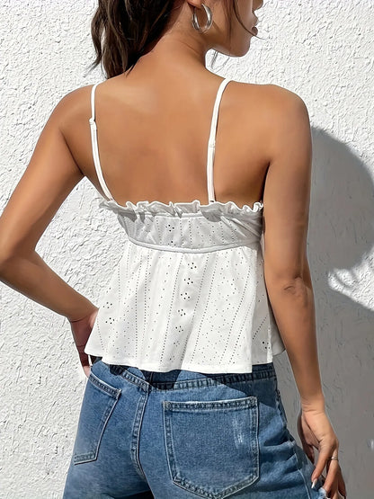 Trendsi Eyelet Ruffle Cami