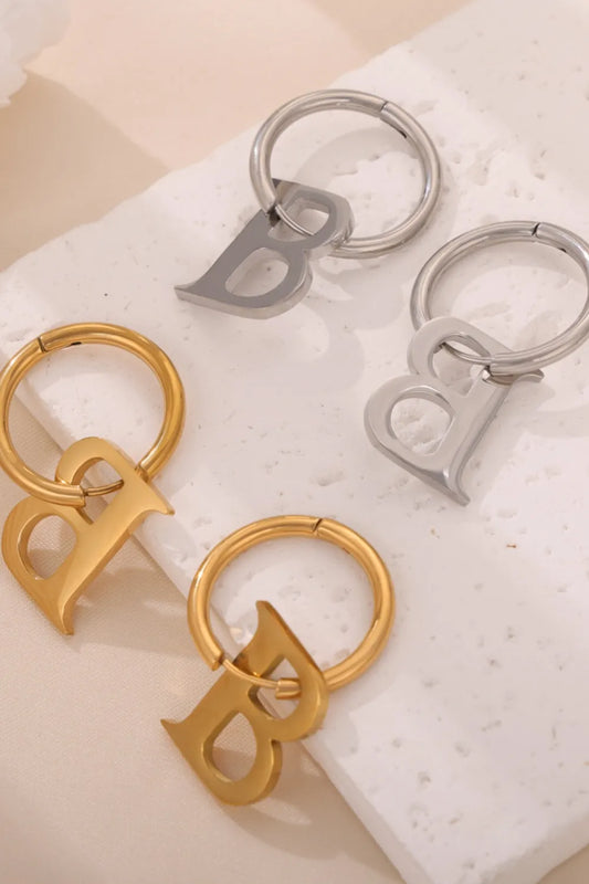 Titanium Steel Letter Hoop Earrings Easy Apparels