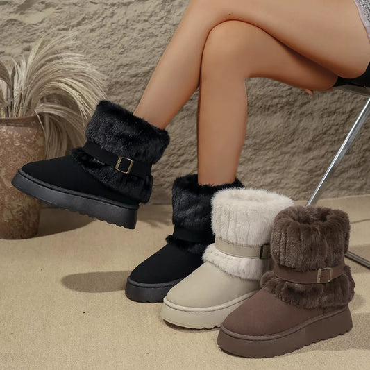 Round Toe Platform Boots Easy Apparels