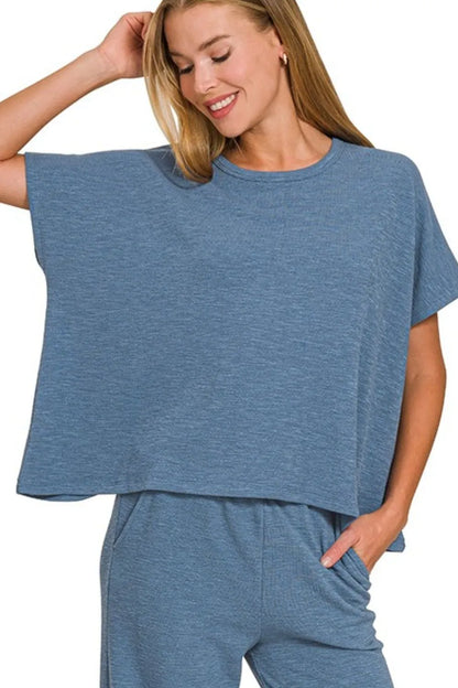 Zenana Cotton Slub Top & Pants Set Easy Apparels