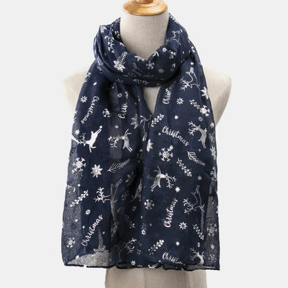 Christmas Element Polyester Scarf Dark Navy One Size Easy Apparels