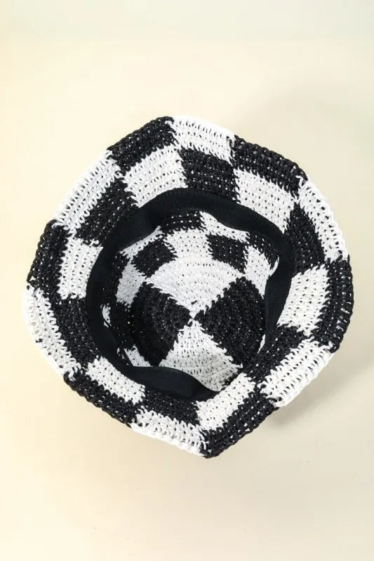 Fame Checkered Pattern Knit Bucket Hat Easy Apparels