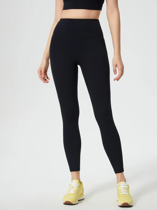 Millennia Wide Waistband Active Leggings Black Easy Apparels