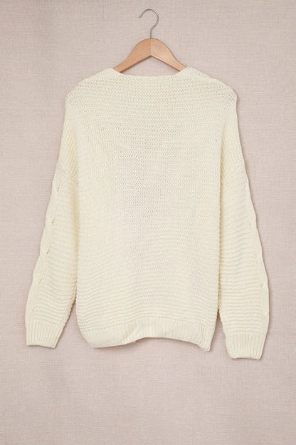 Cable-Knit Open Front Cardigan Easy Apparels