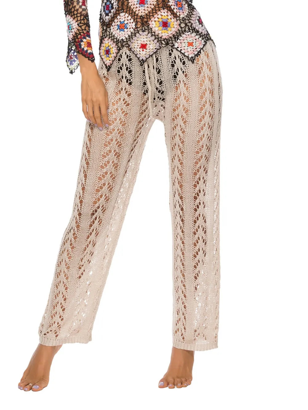 Cutout Drawstring High Waist Swim Pants Easy Apparels