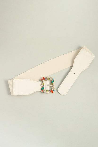 Multicolored Leaf Buckle Elastic Belt Easy Apparels