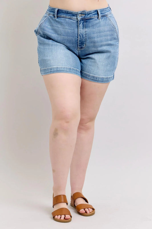 Judy Blue Plus Size High Rise Denim Shorts Medium Easy Apparels