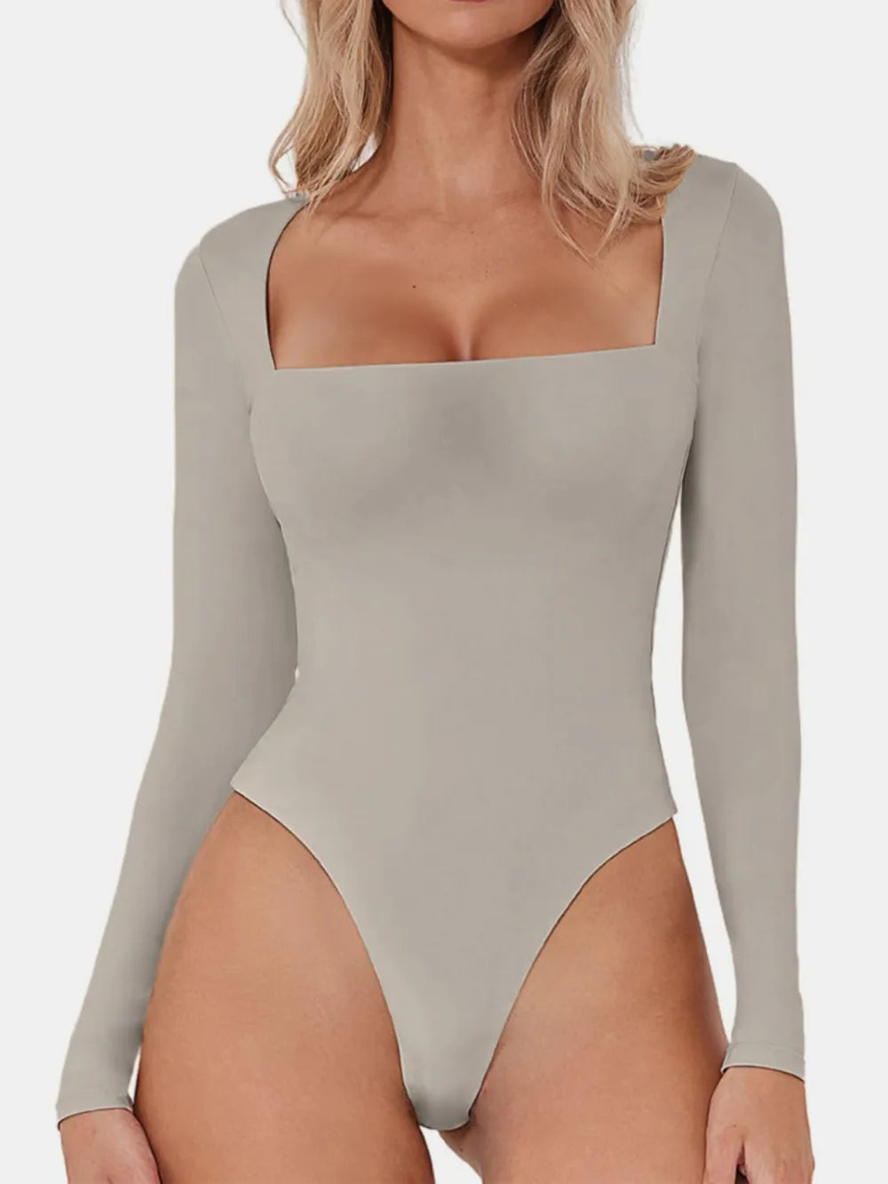 Trendsi Square Neck Long Sleeve Bodysuit