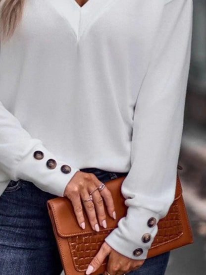 Trendsi V-Neck Long Sleeve T-Shirt