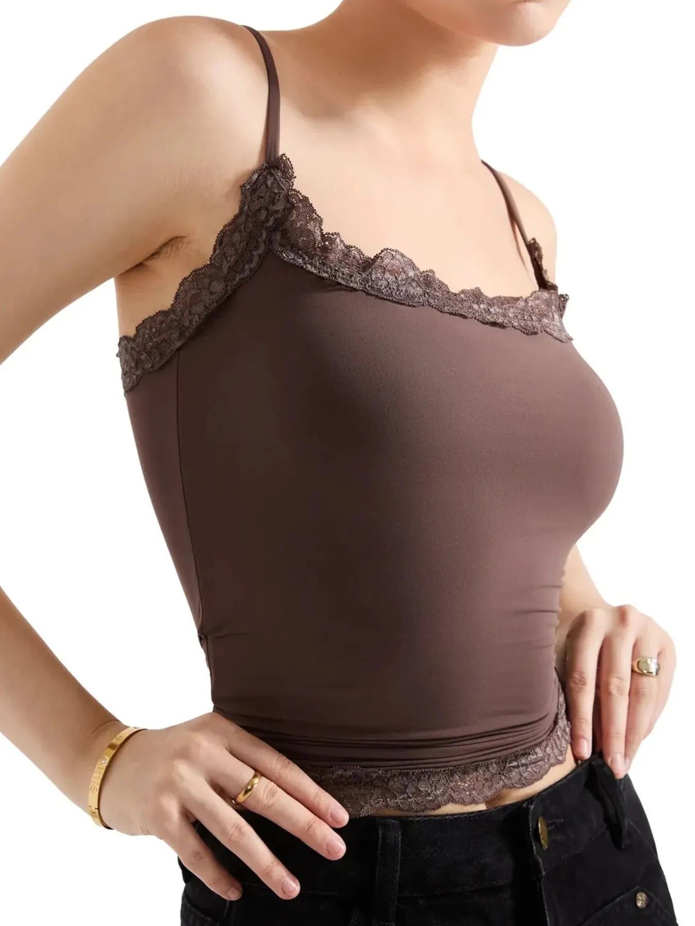 Trendsi Lace Trim Cami Top