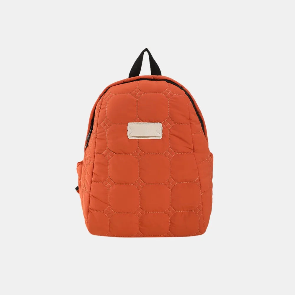 Quilted Polyester Backpack Bag Terracotta One Size Easy Apparels