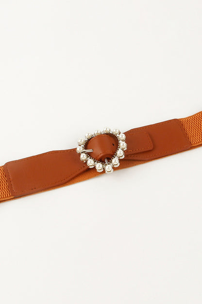 Pearl Heart Buckle Elastic Belt Easy Apparels