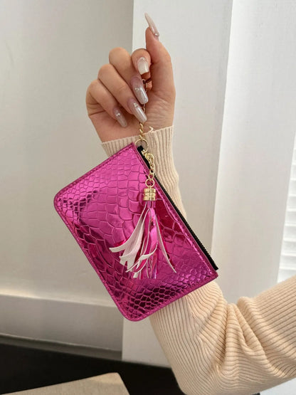 PU Leather Tassel Trim Card Case Easy Apparels