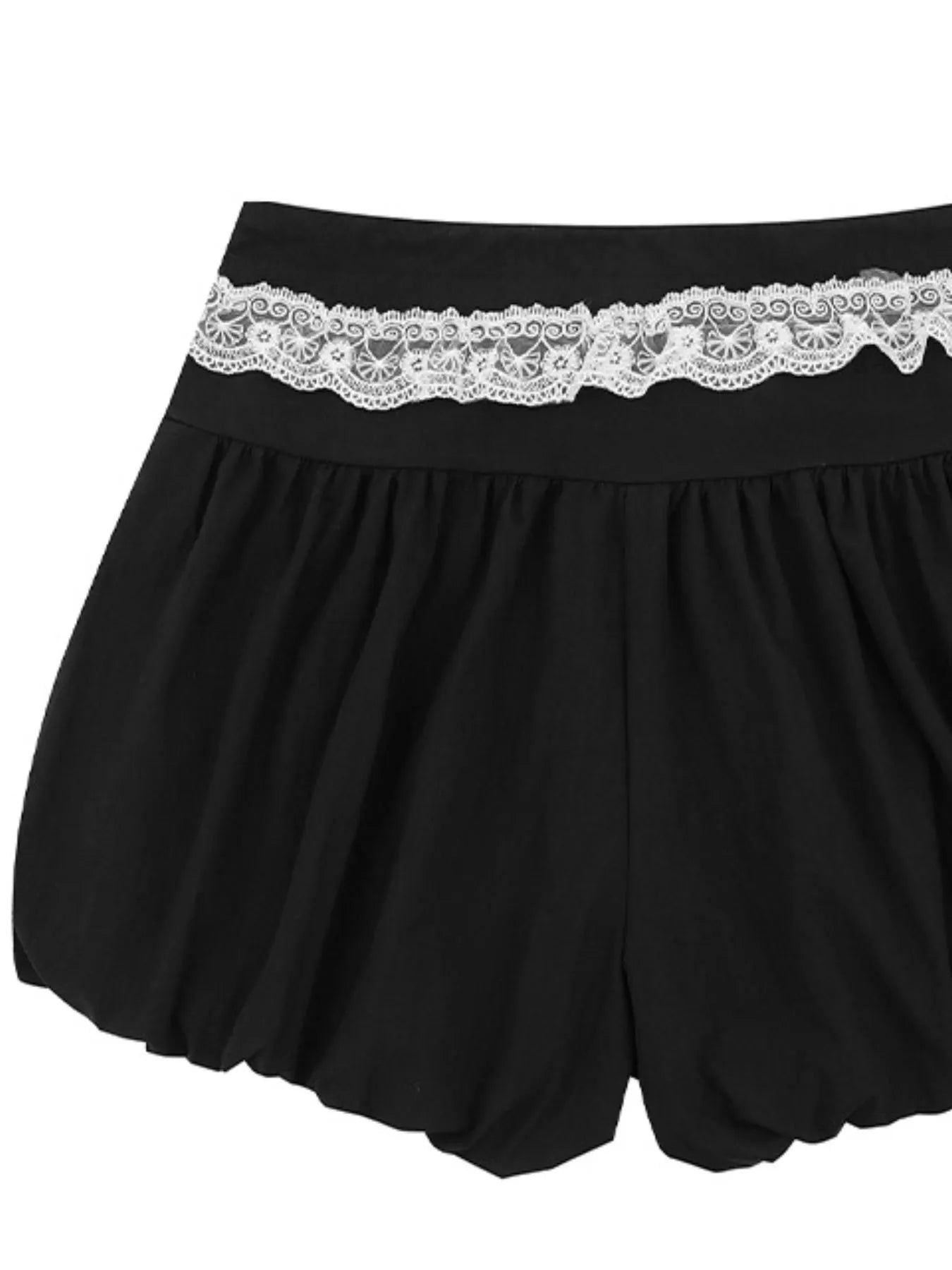 Lace Trim Shorts with Drawstring Easy Apparels