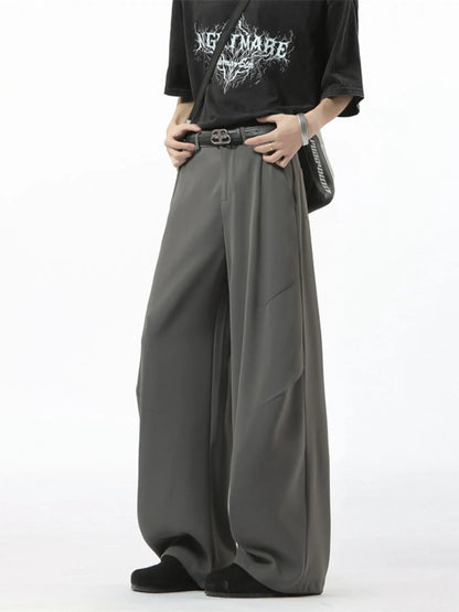 Men's Full Size Wide Leg Pants Plus Size Dark Gray Easy Apparels