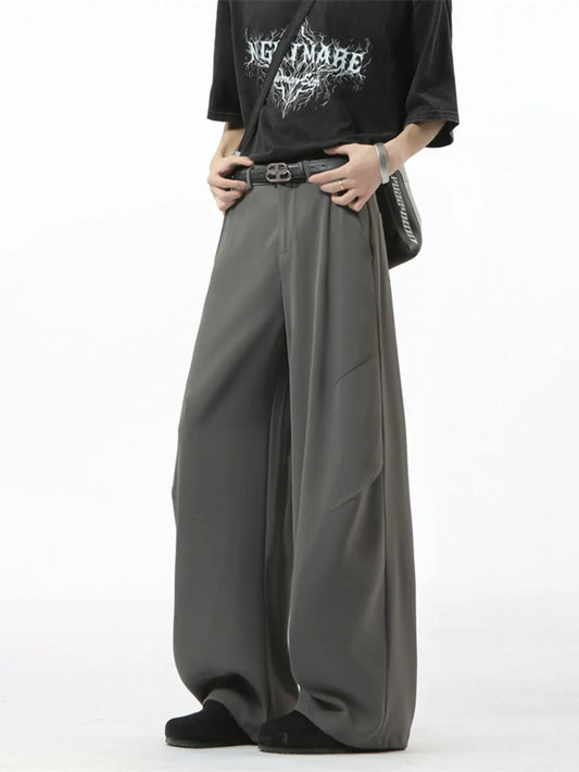 Men's Full Size Wide Leg Pants Plus Size Dark Gray Easy Apparels