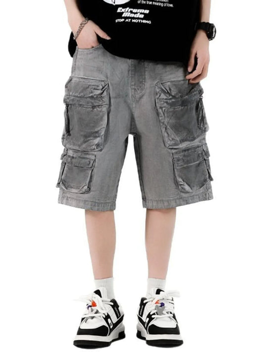 Men's Wide Leg Cargo Denim Shorts Easy Apparels
