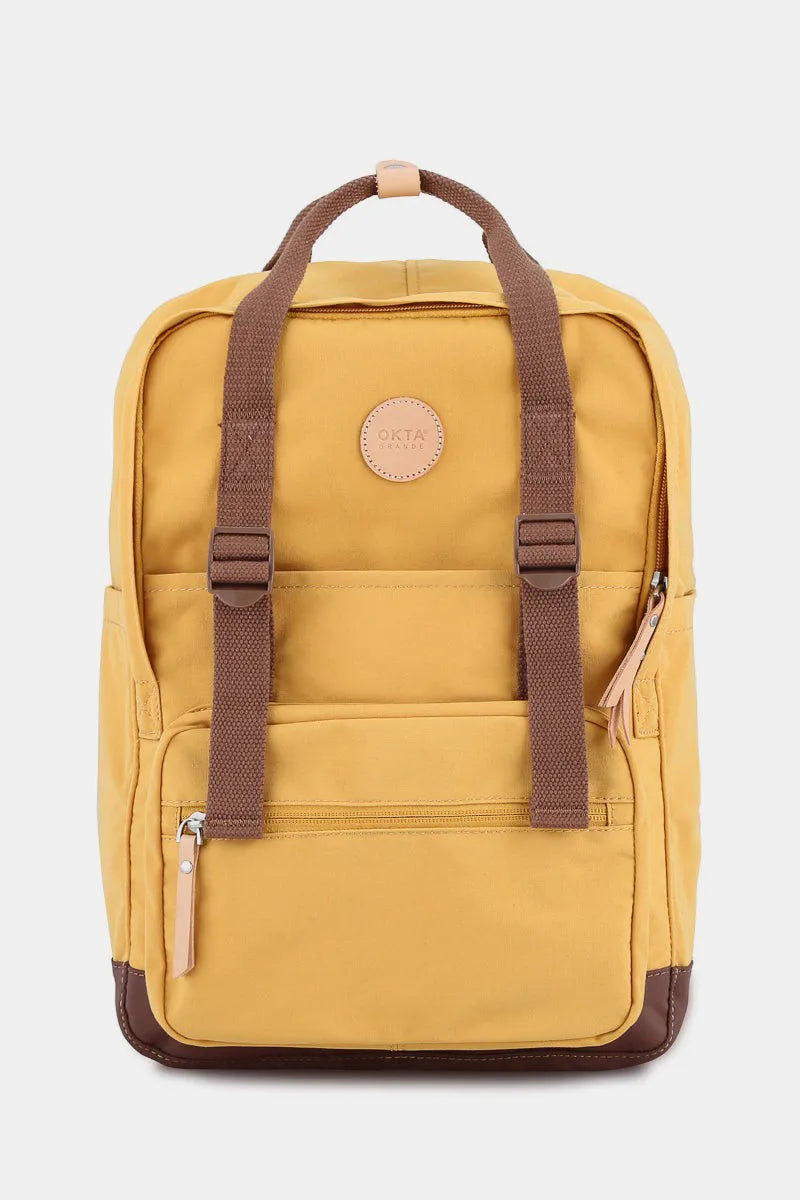 Himawari Waterproof Canvas Backpack Bag with Side Pockets Yellow One Size Easy Apparels