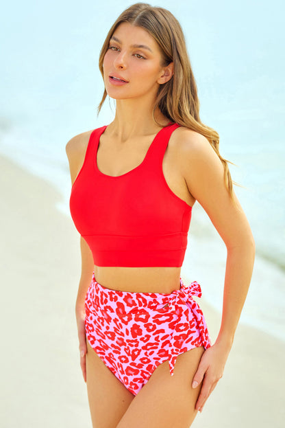 Two-Tone Tied Two-Piece Swimsuit Easy Apparels