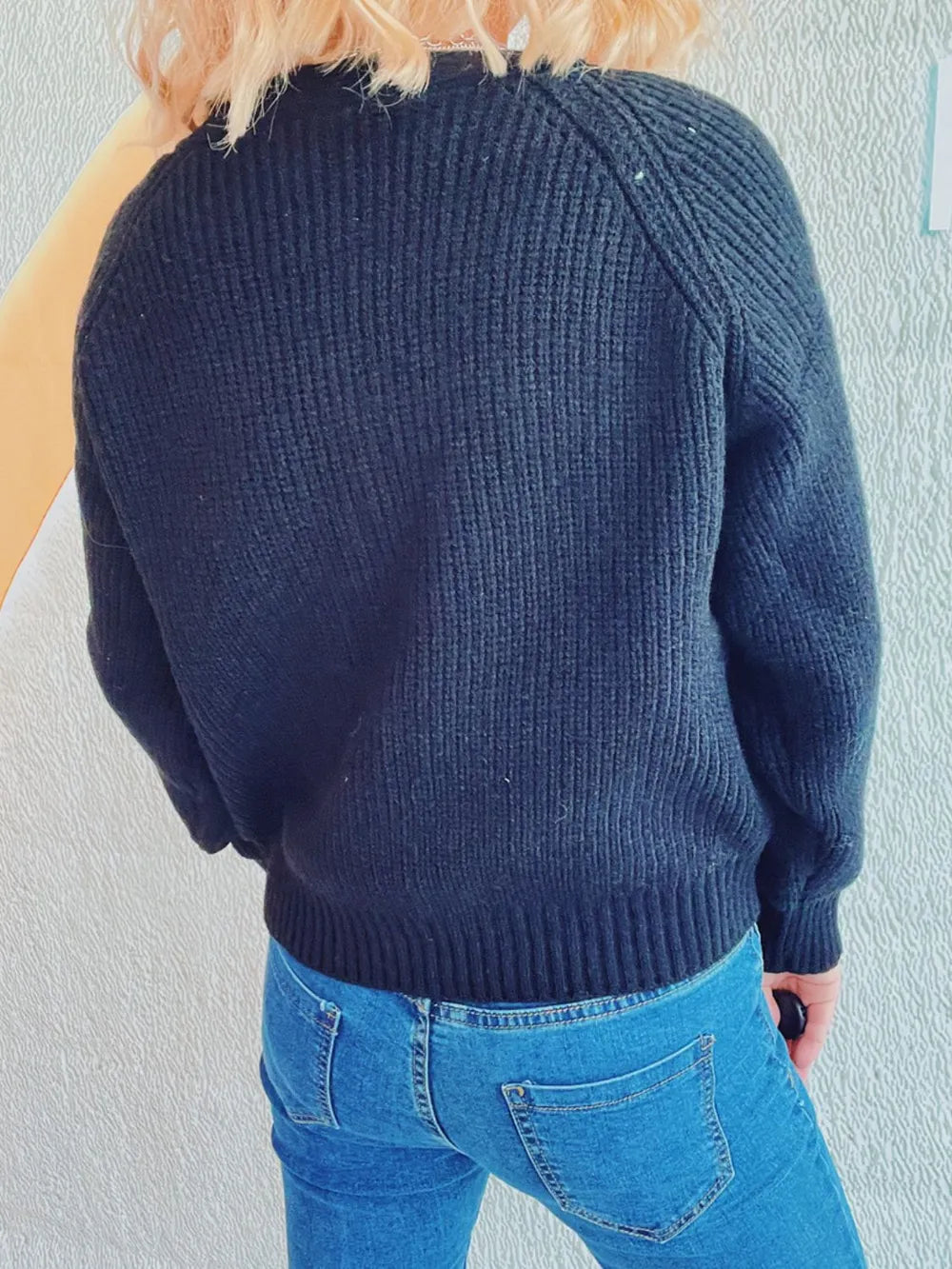 Cable-Knit V-Neck Button Down Long Sleeve Cardigan Easy Apparels