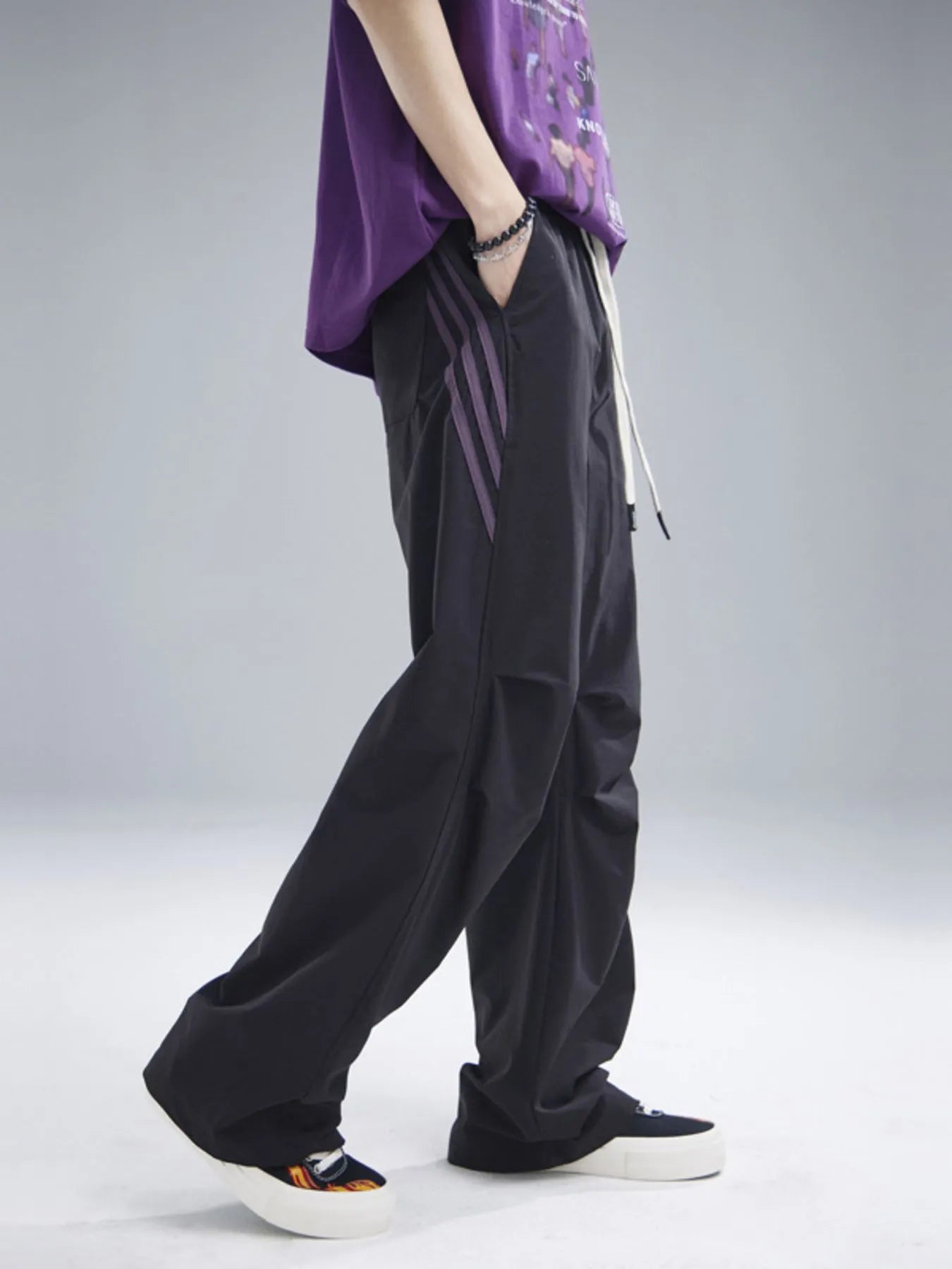 Men's Drawstring Ruched Pants with Side Stripes Easy Apparels