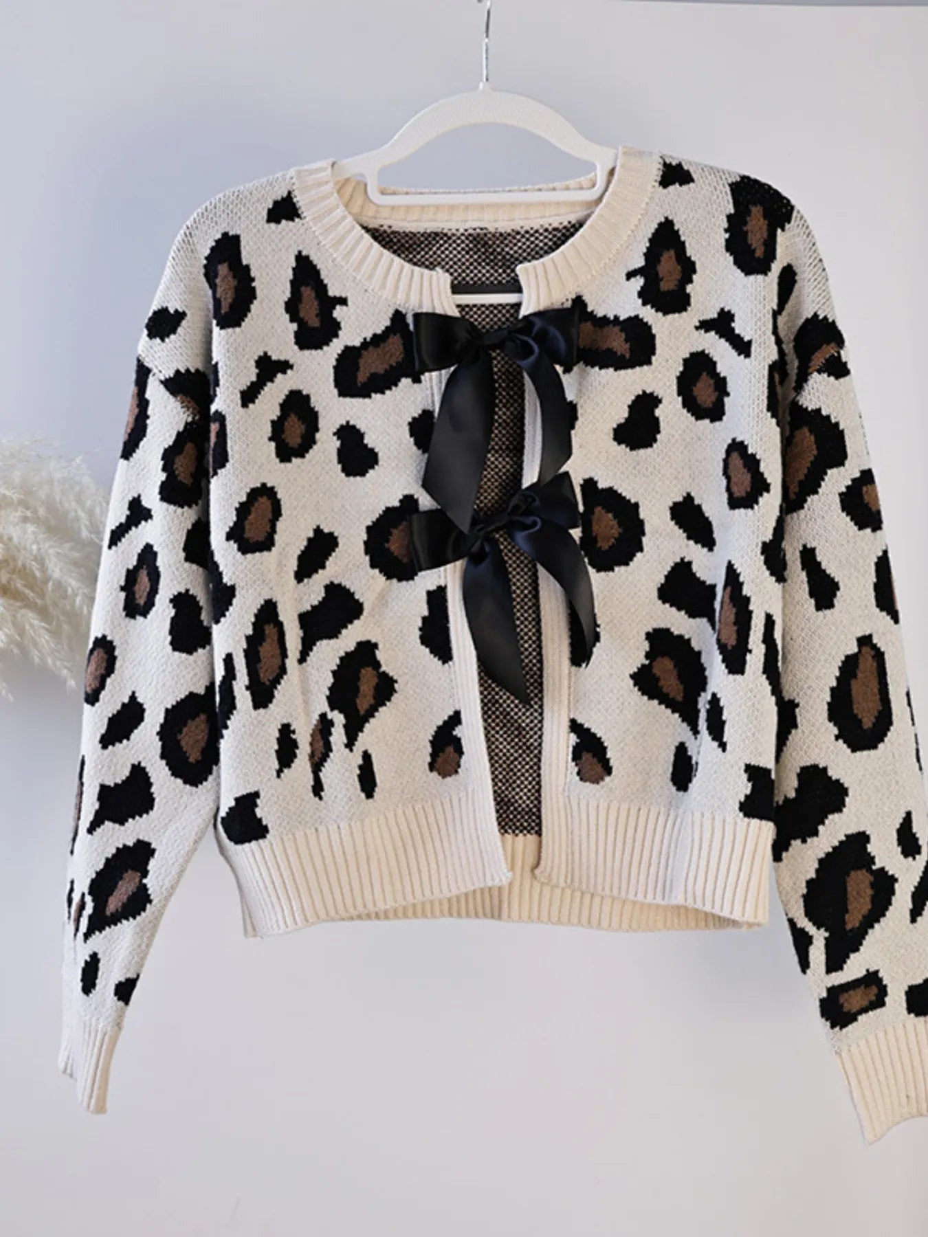 Leopard Tie Front Cardigan Easy Apparels