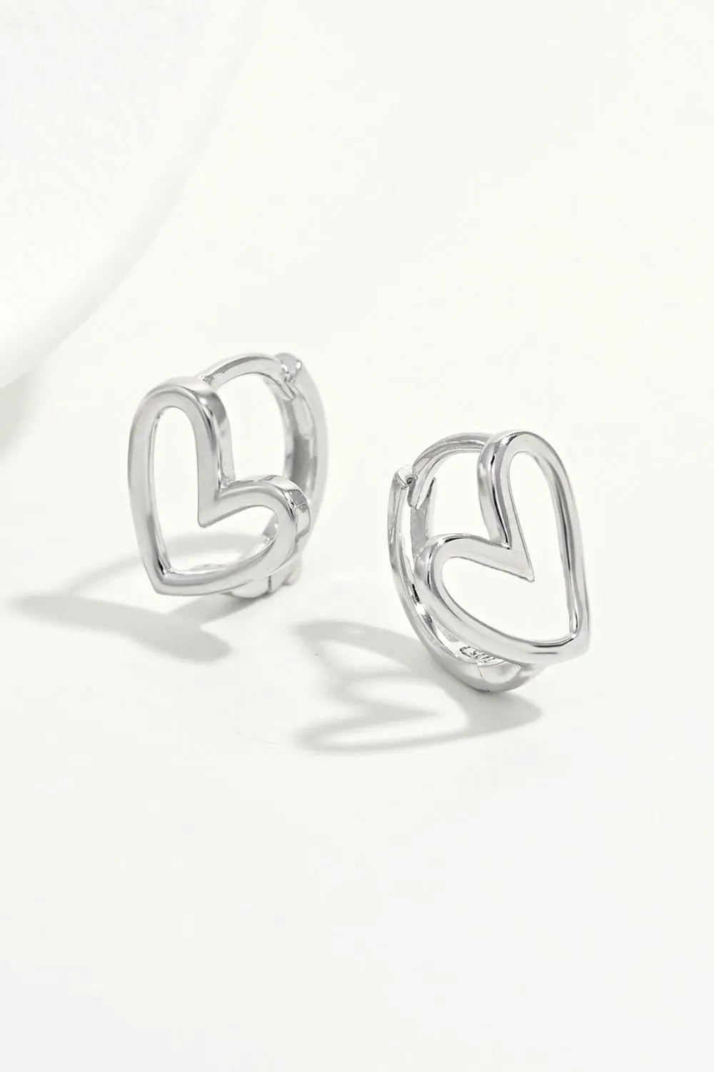 925 Sterling Silver Heart Shape Earrings Silver One Size Easy Apparels