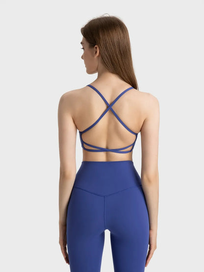 Millennia Crisscross Back Scoop Neck Active Cami with Detachable Chest Pads Easy Apparels