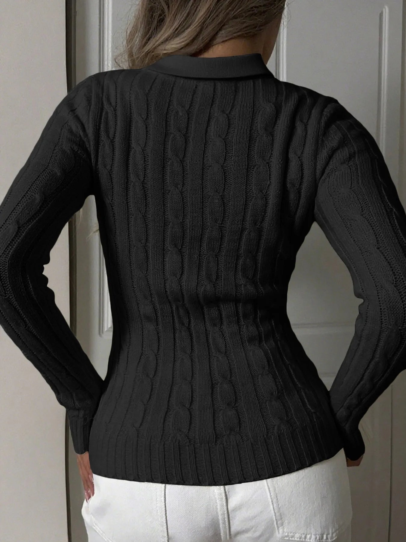 Trendsi Cable Knit Long Sleeve Sweater